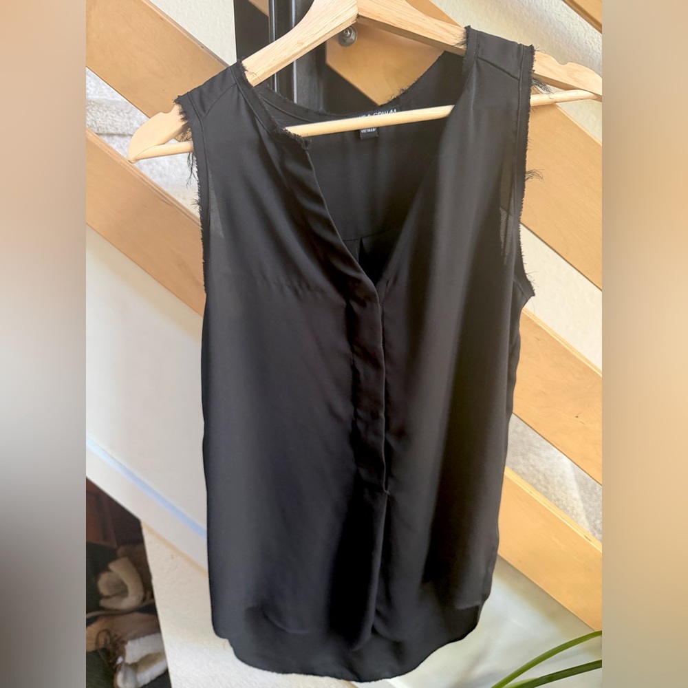 Black Tank with Frayed edges - medium